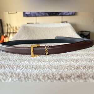 Saint Laurent CASSANDRE extra thin belt in aged effect leather. New w/o tags.